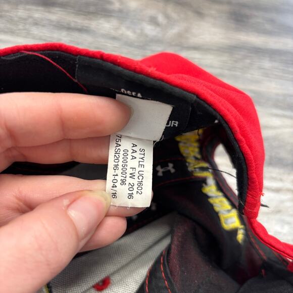 Under Armour Maryland Terrapins OSFA Red‎ Black Mens One Size Strapback Cap Hat - Picture 7 of 9